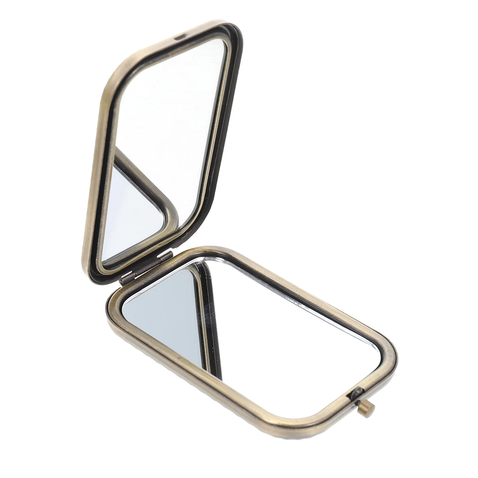 Espelho de maquiagem portátil dobrável de dupla face compacto pequeno espelho de viagem de metal para mulheres menina ferramenta de maquiagem