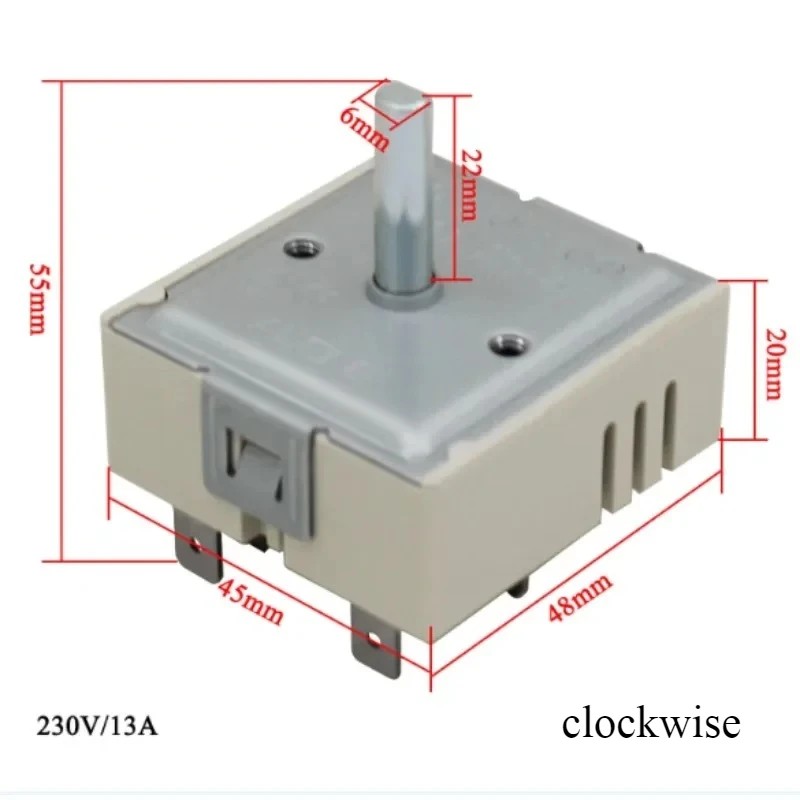 1PCS 230V 13A Cooktop Control Switch Range oven stove Single Energy Regulator electric range infinite switch Replacement