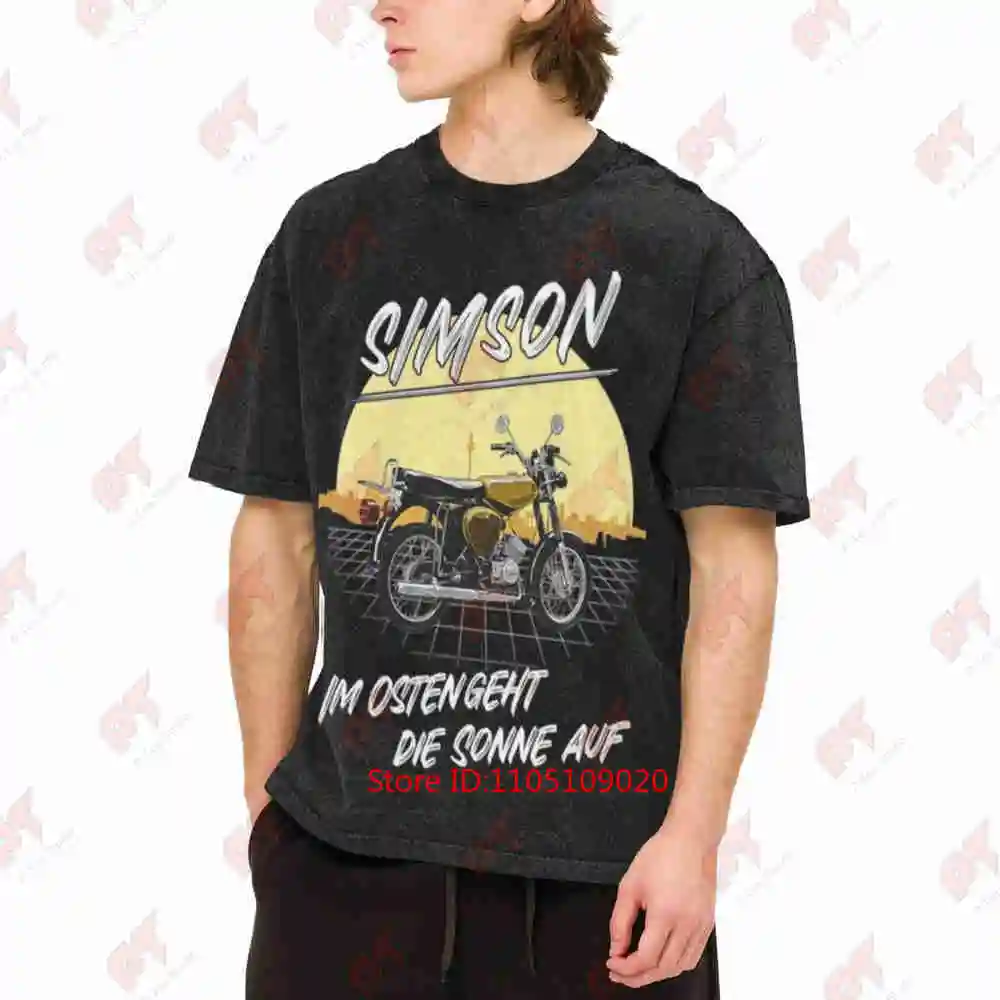 Motorcycle Simson Design Streetwear Vintage Washed Tee Pure Cotton T-Shirt