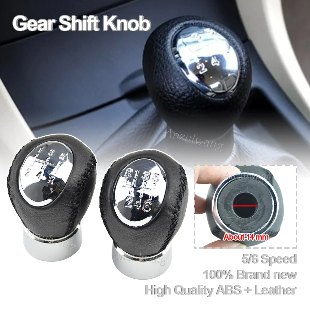 Chrome 5/6 Speed Black Leather Manual Gear Stick Shift Knob For Mazda 3 5 6 323 323F 626 RX-8 Premavy MPV Car Change Lever Knob