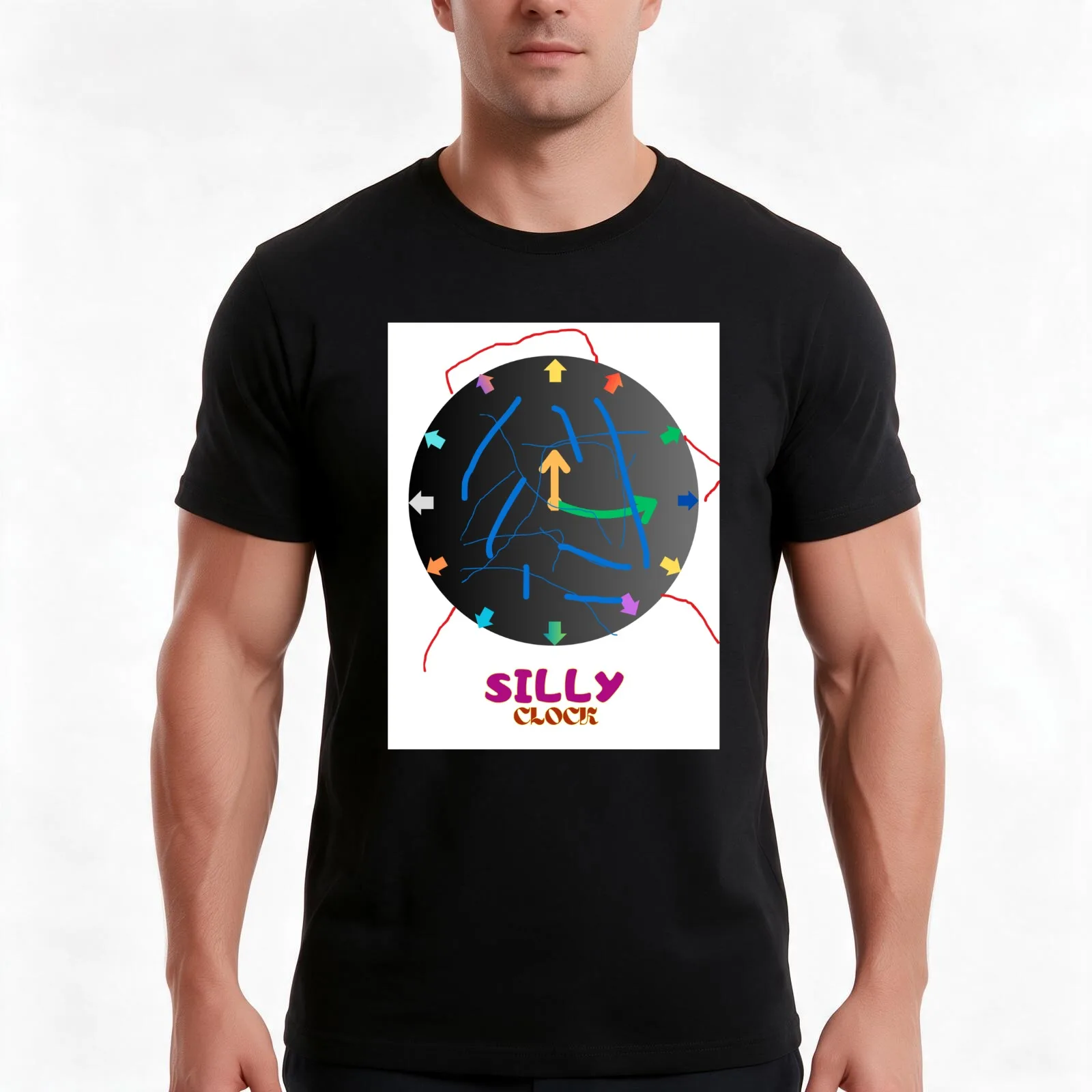 Silly Clock Three T-Shirt Summer Casual Cotton Tee Oversized Streetwear Tops Vintage Graphic Print Loose Fit Short Sleeve
