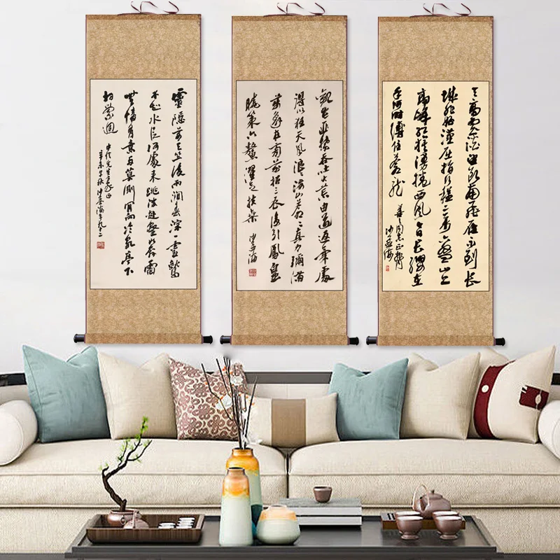 Calligraphy Works Scroll Painting Silk Calligraphy and Painting Xuan Paper Wall Decoration Painting Living Room Hotel Posters