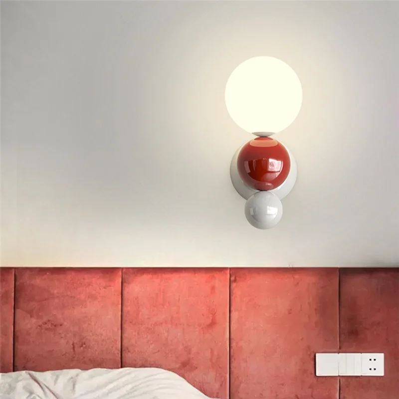 

A03F-Nordic Spherical Wall Lamp Decorative Wall Room Simple Wall Light Bedroom Background Wall Indoor LED Bedside Wall Lamps