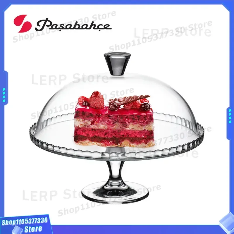 Large French Glass Cake Stand With Cover Transparent Tall Dessert Tray For Household Fruit Display Imported Elegant Serving