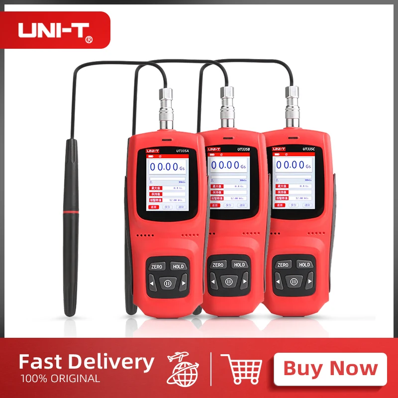 UNI-T Handheld Digital Gauss Meter UT335A UT335B UT335C 0-3000mT Automatic Manual Zeroing For Magnetic Field Detection