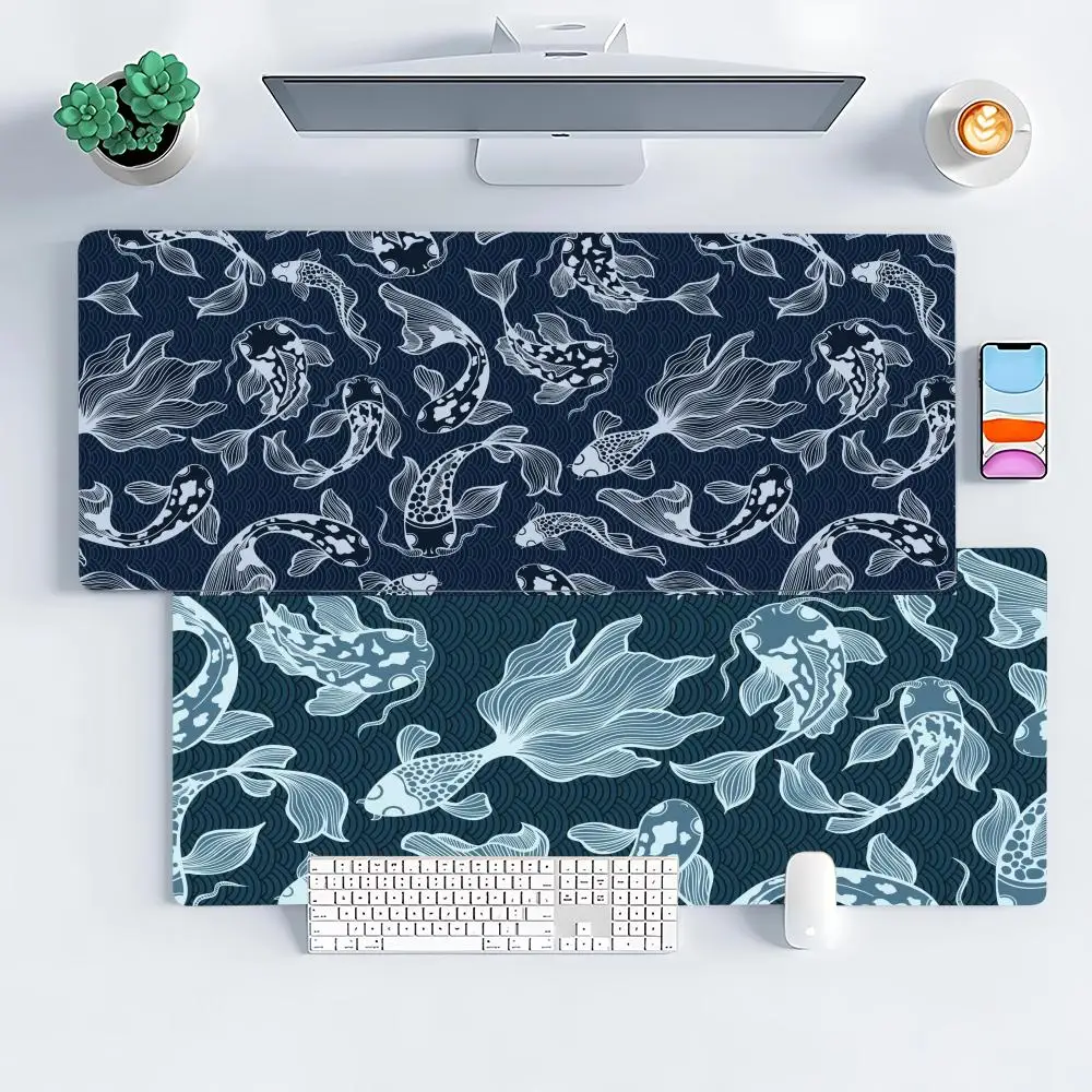

Blue Carps Коврик для мыши Большой компьютерный офисный игровой настольный коврик XXL Резиновые противоскользящие коврики для клавиатуры с прошитыми краями Длинные декоративные настольные коврики