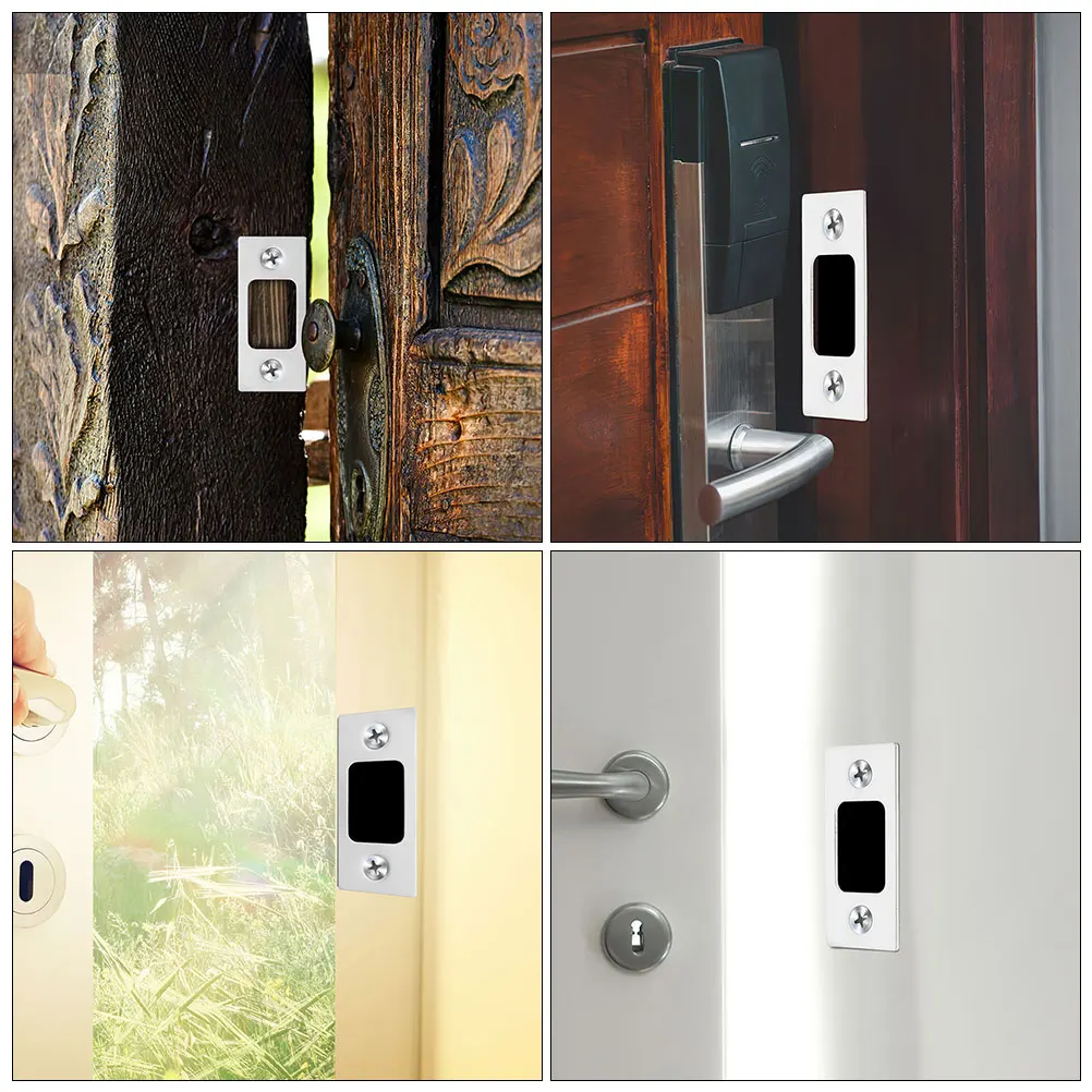 

6 Pcs Cam Block Dead Bolt Plate Buckle Box Door Deadbolt Strike Plates Catch Silver