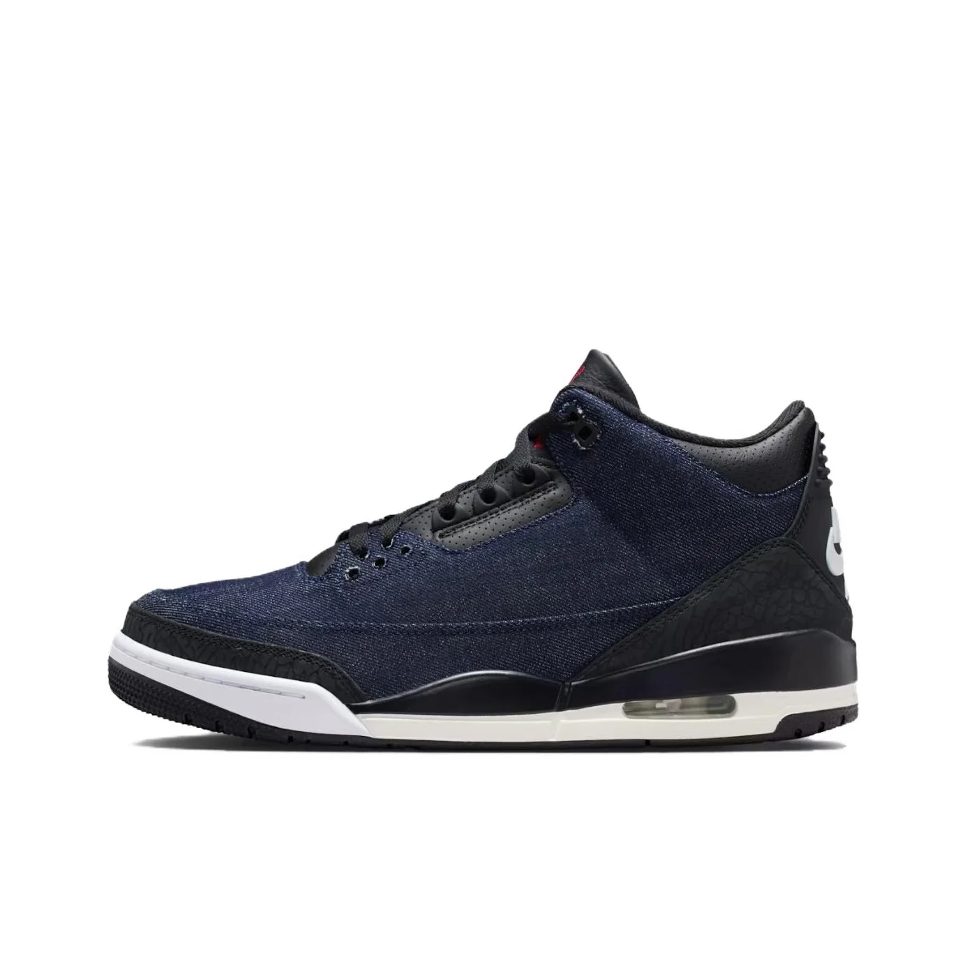 POIZON Jordan x Levis Air Jordan 3 Tênis de basquete vintage de cano médio unissex azul preto