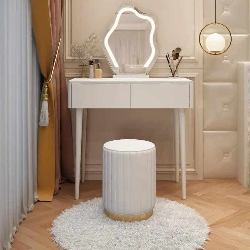 

Makeup Small Vanity Table Cream Drawers Desgin European Dressing Table Mirror Minimalist Mesa De Maquillaje Postmodern Furniture