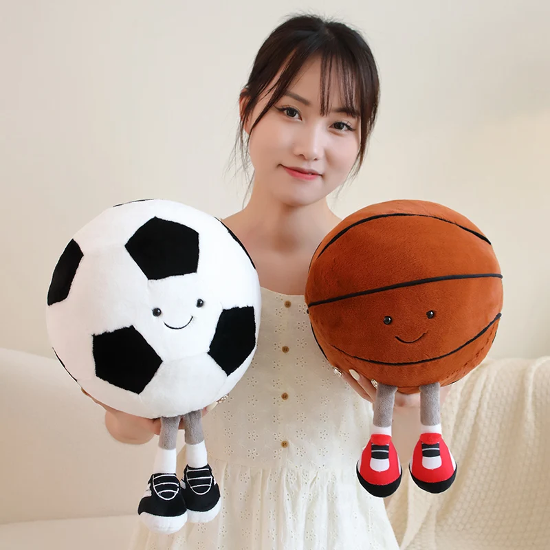 Cute Creative Football Plush Toy Kawaii Basketball Plushie Doll Pillow Car Home Decoration Gift For Kids