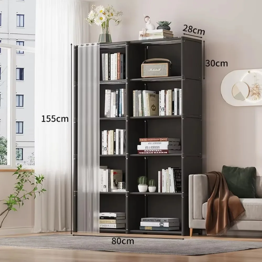 Bookshelf Dustproof Multipurpose Storage Rack Strong Load-bearing Capacity Cloth Wardrobe Simple High-capacity Simple Wardrobe image 2