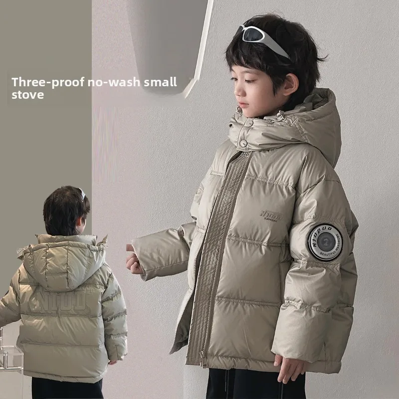 

Children's Cotton-padded Clothes Boys' Thickened Casual Fashion Hooded Jacket Cotton-padded Jacket 2025 Winter New Boys Top