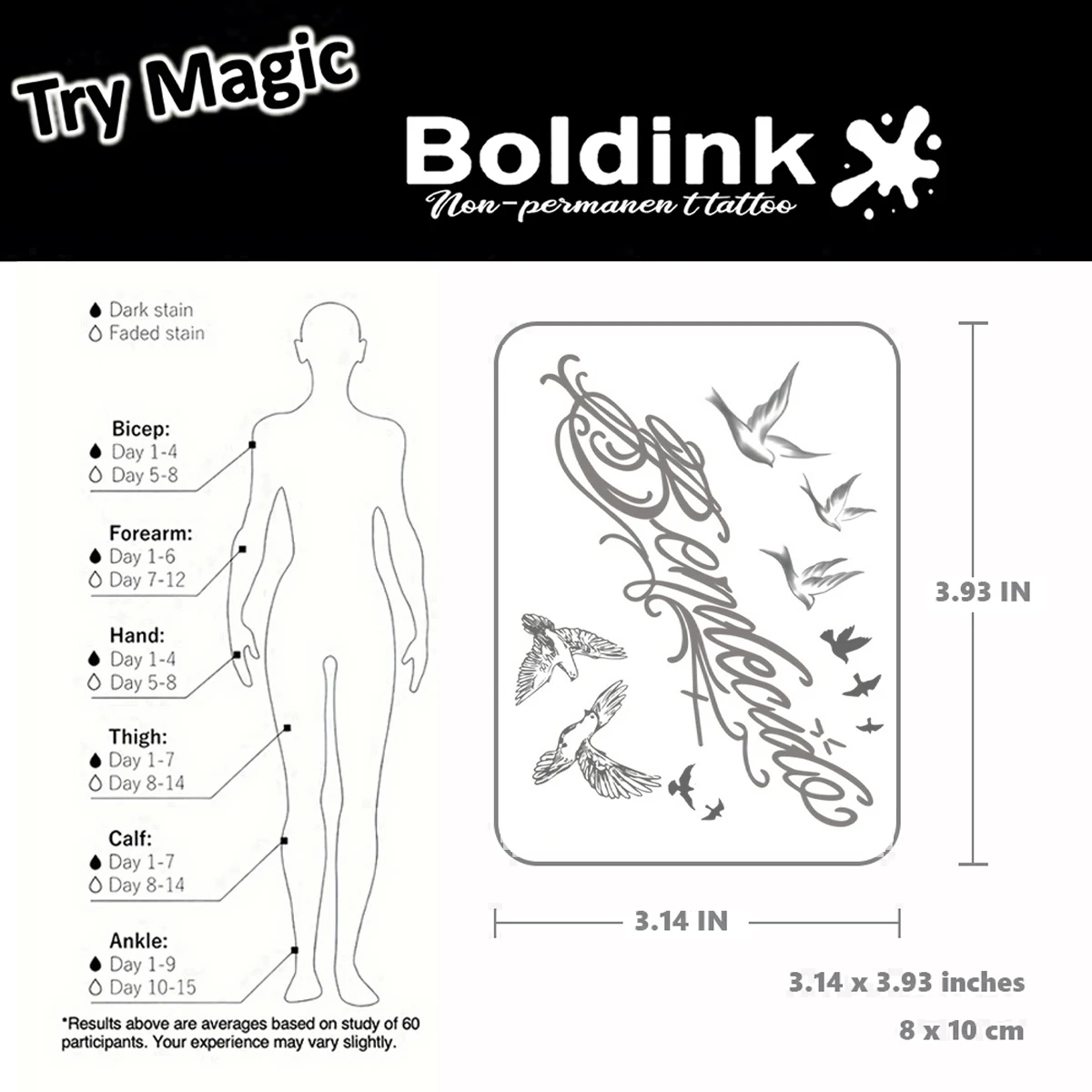 Praying Birds Temporary Tattoo,Lasts To 15 Days New Technology Magic Waterproof Semi Permanent Sticker. - view 4