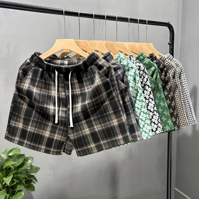 

Summer Thin Breathable Men's ort Pants Qui Dry Five-Quarter Casual Hong Kong Sle Loose plus Size Spor Polyester Blend