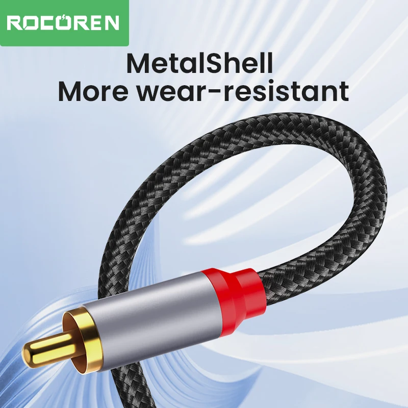 Rocoren kabel RCA 3.5 Jack do 2 RCA Aux kabel Audio 3.5mm do 2RCA Adapter męski rozdzielacz do TV, pudełko głośnik wzmacniacz przewód zasilający