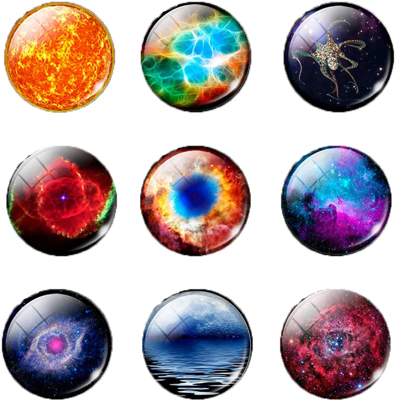 

Romantic Nebula Refrigerator Decorative Magnetic Stickers 30mm Luminous Space Universe Glass Fridge Magnet Whiteboard Message