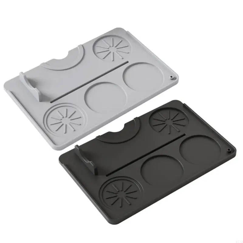 Coffee Station Tray for Machine Base and Accessory Placement, Worktop Order, Side Slot, Cup Rest Space, and Drying Use 37JD
