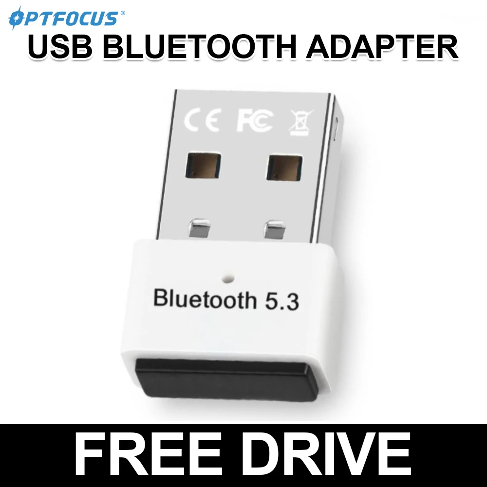OPTFOCUS Wireless Bluetooth USB Adapter BT5.3 Mini Receiver Free Driver Wireless Transmitter Bluetooth Dongle For Win10/11