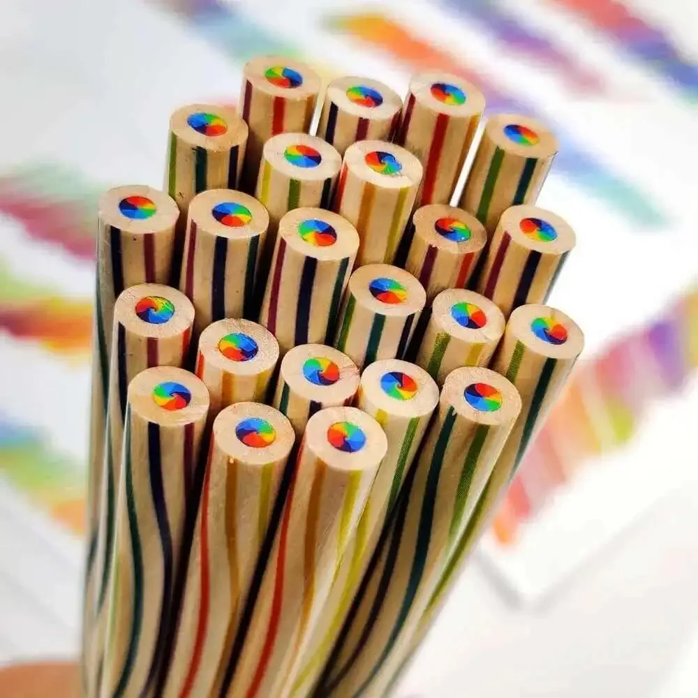 13 lápices de colores arcoíris, lápices de colores de madera con núcleo de siete colores para pintar, papelería, suministros de oficina, regalos y premios