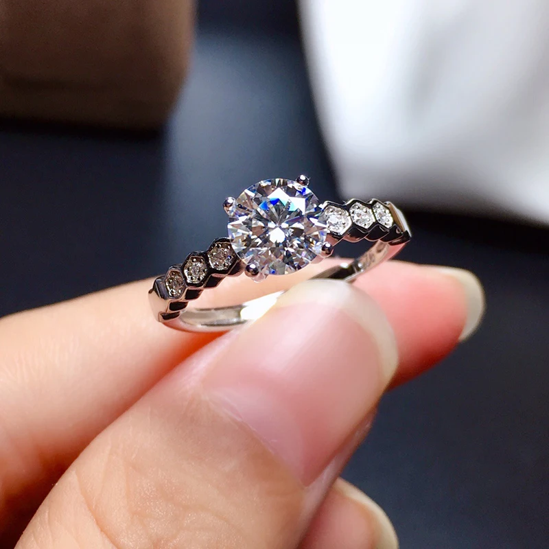 Pass Diamond Tester Pen Moissanite Ring for Women S925 Silver Wedding Diamonds Band Stackable Ring Valentine's Day Gift