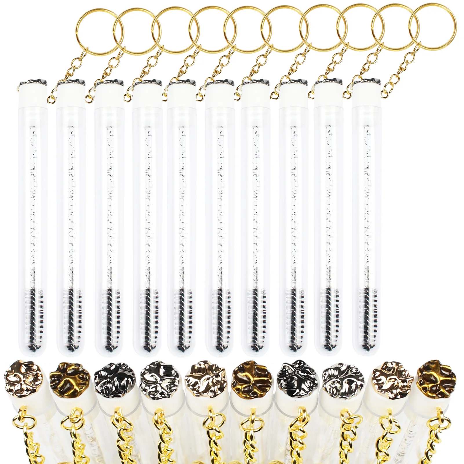 10 قطعة عصي الماسكارا أنبوب قابلة لإعادة الاستخدام لاش فرشاة أنبوب معدني مع المفاتيح رمش فرشاة أنابيب Spoolies لاش تمديد فرش #5