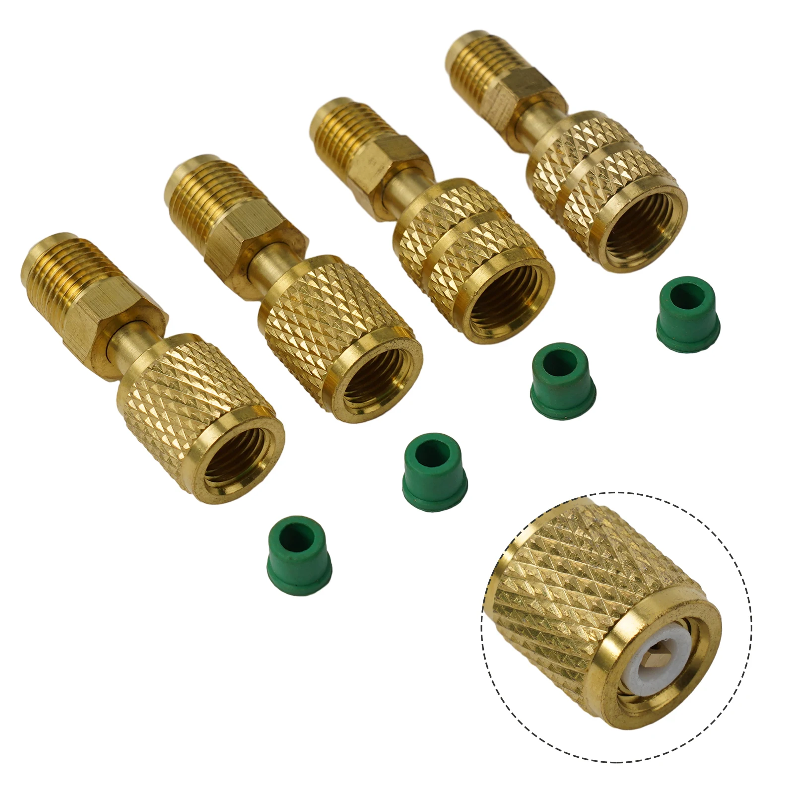 Easy Installation Process Brass R410a Adapter 5/16 SAE F Quick Couplers To 1/4 SAE M Flare 5/16 SAE M To 1/4 SAE