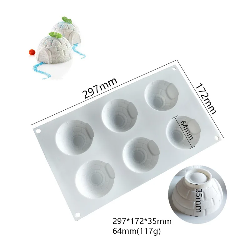 6 Cavity Snow House Silicone Cake Baking Mold for Chocolate Ice Cream Mousse Pastry Dessert Pudding Bread Soap Decorating Tools