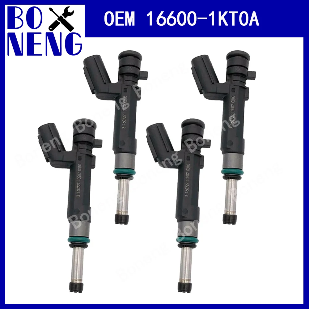 4 unids/lote OEM 16600-1KT0A boquilla de inyector de combustible para NIssan NOTA Versa 2012-2019 1.6L L4 HR16DE 166001 Piezas de motor automotriz KT0A