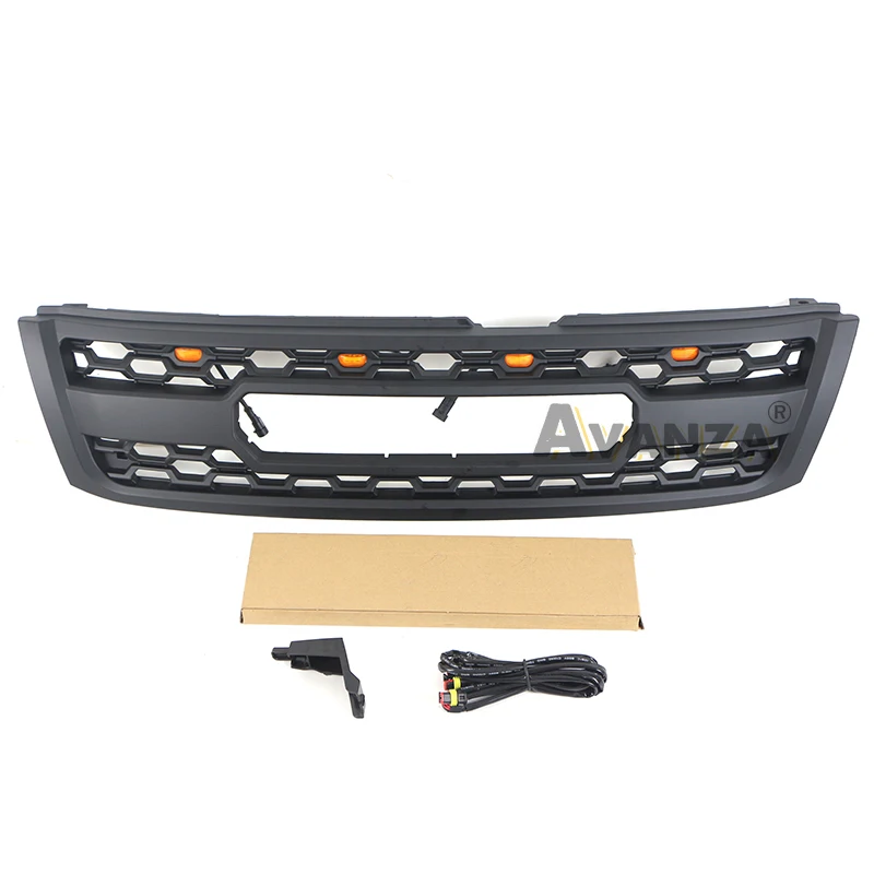 Grill with lights front bumper grille parts modification accessories Racing grill Fit For NISSAN Patrol Y61 2003 2004 2005