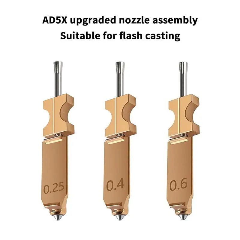 

For Flashforge AD5X Nozzle Upgrade Detachable 0.25 0.4 0.6 0.8mm For Flashforge AD5X Hotend Extruder Quick Release Heater Block