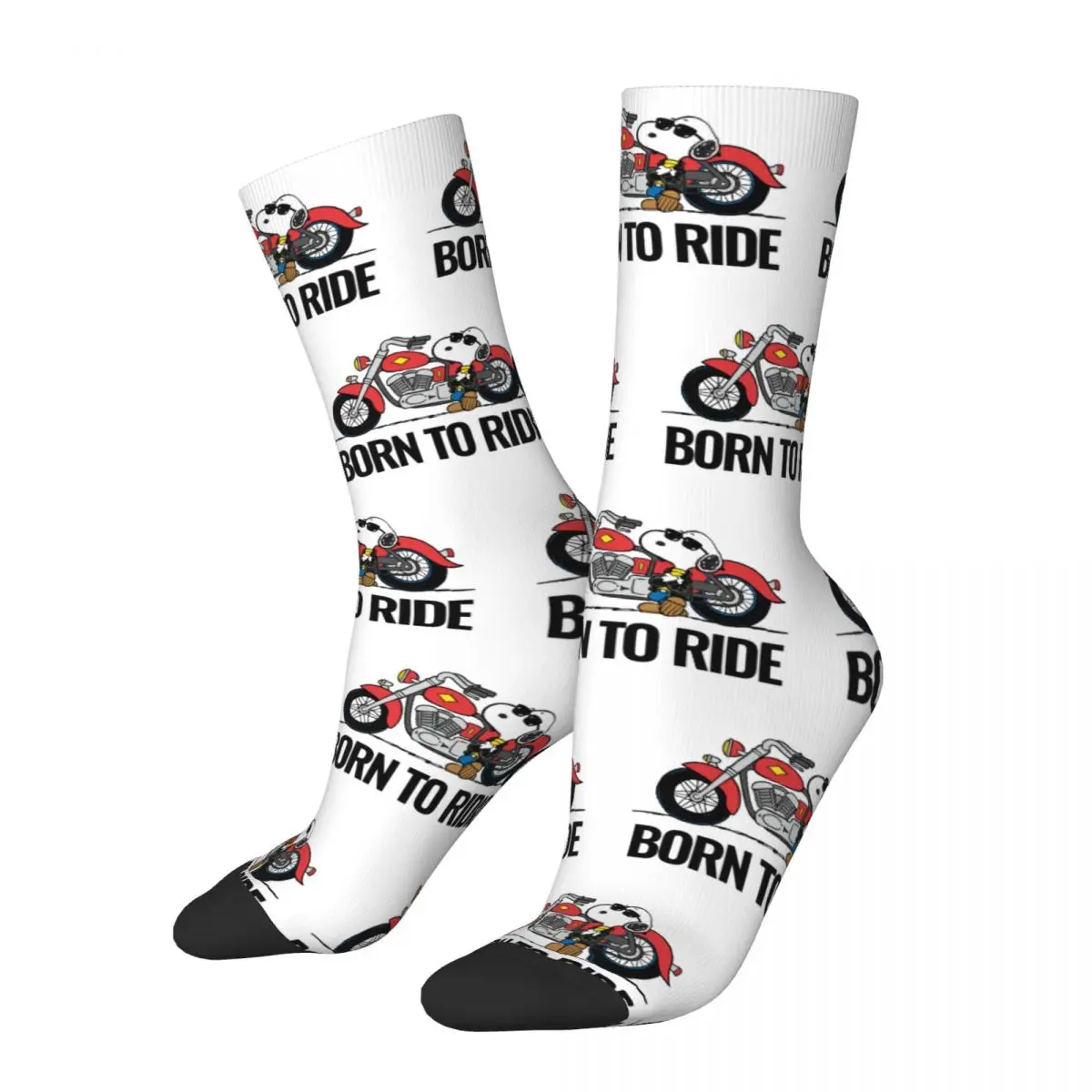 

Kawaii Girl's Peanuts Snoopy Motorcycle Born To Ride Racing Design Socks Accessories Soccer Socks Cute Best Gift Idea