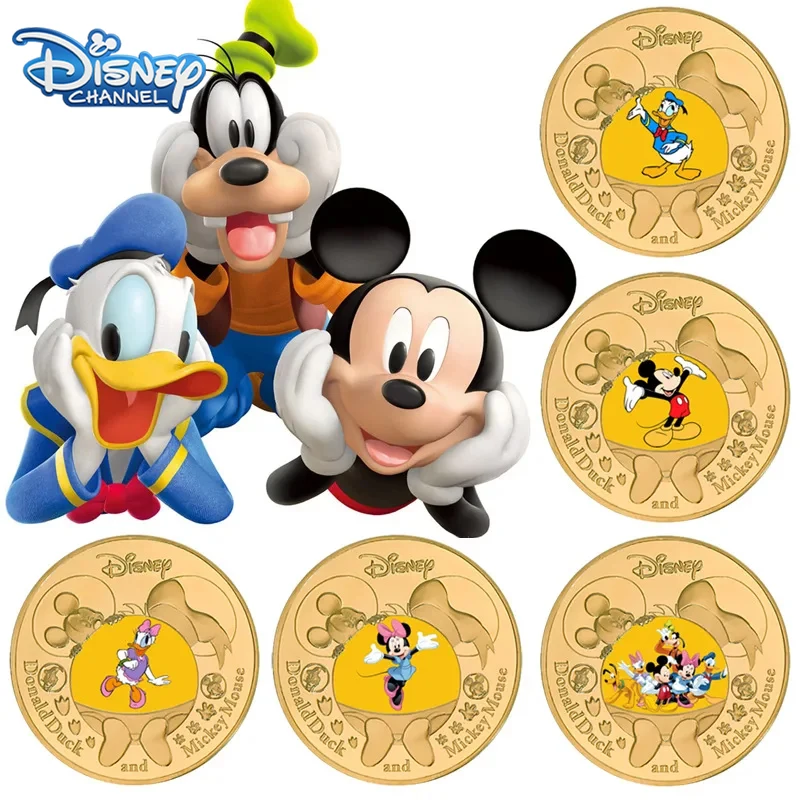 

Disney Mickey Mouse Minnie Commemorative Coins Anime Peripheral Kawaii Donald Duck Gold Coin Lucky Coin Children Christmas Gift