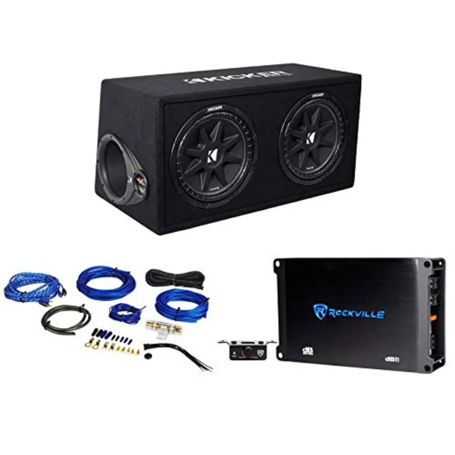 

Car audio subwoofer system: dual 12 vented enclosure with 2-ohm subs, black MDF enclosure, high-power handling and deep bass re