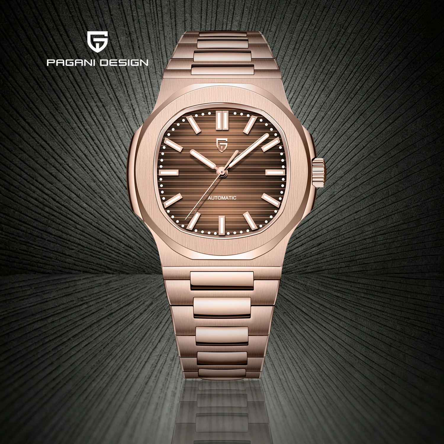 

PAGANI DESIGN luxury Rose Gold Mechanical Watch Stainless Steel Men's Watches 2026 New Automatic Winding Business Trip Watches