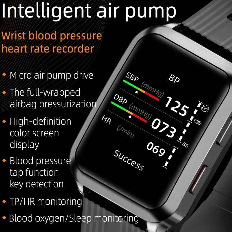 

2025 P60 PPG Smartwatch Blood Pressure Blood Oxygen Heart Rate Full Wrapped Airbag Pressurization Smart Watches