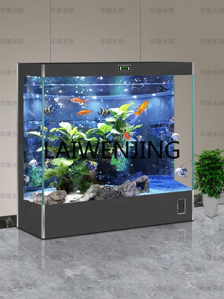 Fish tank living room ultra-white glass ecological water-free floor-to-ceiling integrated aquarium goldfish tank