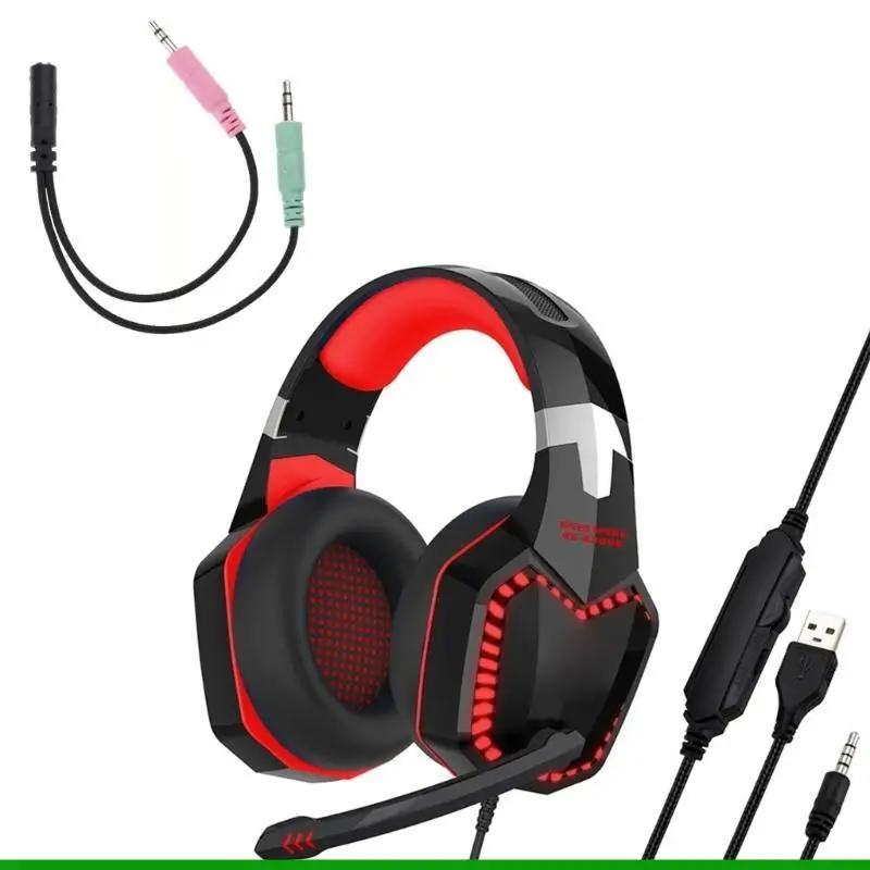 

U55C Накладная гарнитура с крутой подсветкой, проводные игровые наушники для планшетов