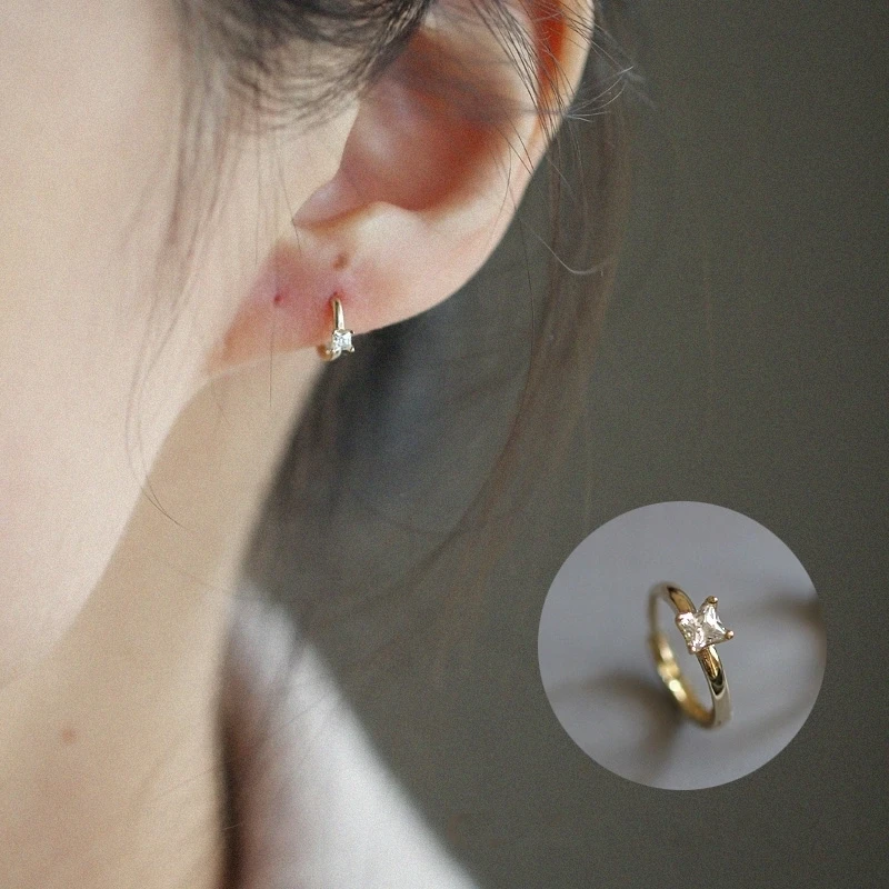 GOLDtutu Custom Mini Diamond Earrings, Pure 9K Gold Zircon Temperament, Simple Japanese and Korean Earrings, kj277