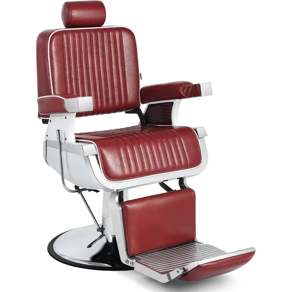 Silla de barbero hidráulica, sillón reclinable de alta resistencia, para salón, tatuaje, equipo de belleza (rojo) ZL