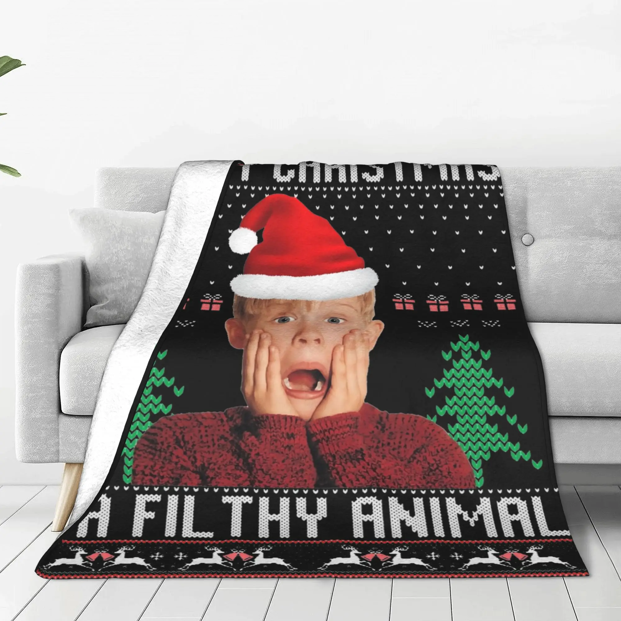 Funny Ugly Christma Home Alone Blanket Fleece Spring/Autumn   Multifunction Soft Throw Blankets for Sofa Travel Quilt