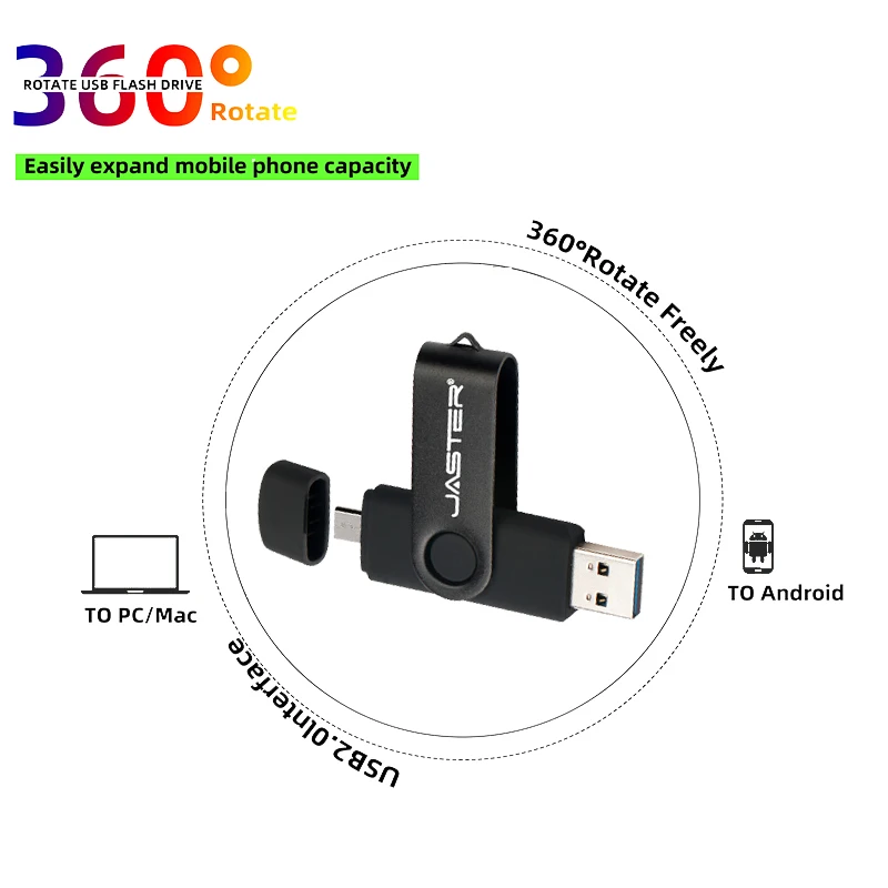 JASTER OTG USB Flash Drive 128GB Metal Pen Drive 8GB 16GB 32GB 64GB 128GB Pendrive doble uso Micro USB Memory Stick