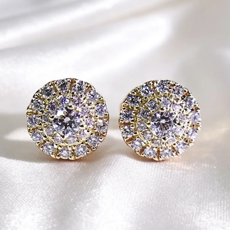 Cross-border special earrings, round diamonds full of zircon copper earrings, women's classic trinkets wholesale