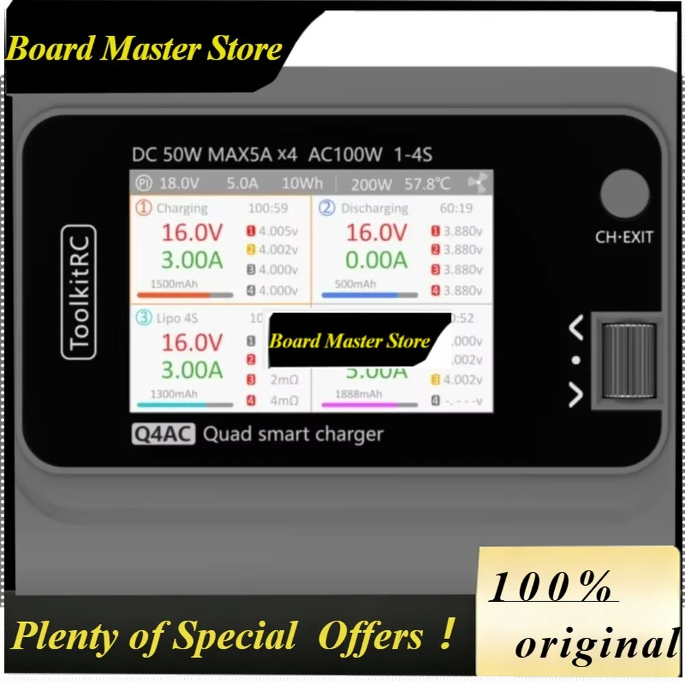 BoMsToolkitRC Q4AC 4-Port Smart Charger 4x50W 5A IPS Display XT60