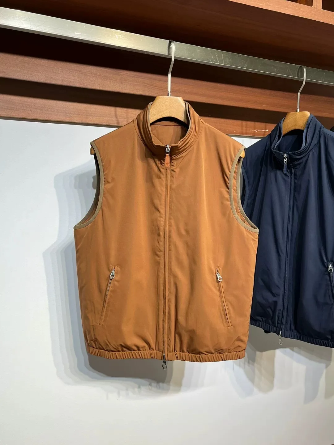 

Italian Sle Cotton Double-Sided Vest Luxury Men's Faion Autumn Winter Stand Collar Svel Cotton Jaet