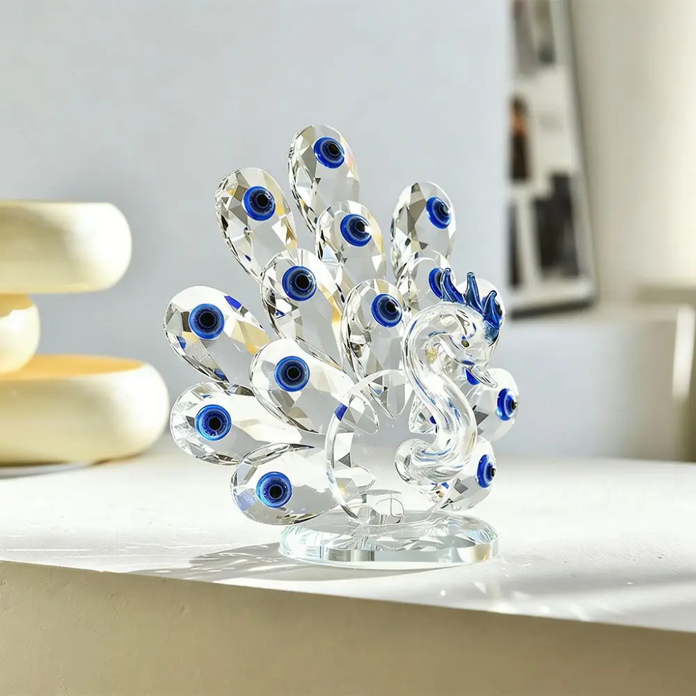 Crystal Crystal Peacock Ornament Romantic Transparent Crystal Animal Collectible Exquisite Shiny Home Decoration Wedding Gift