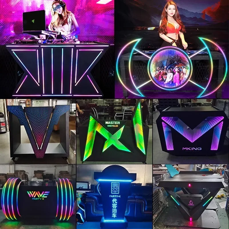 Bar exclusive DJ booth, KTV party DJ table, box LED, luminous movable DJ table