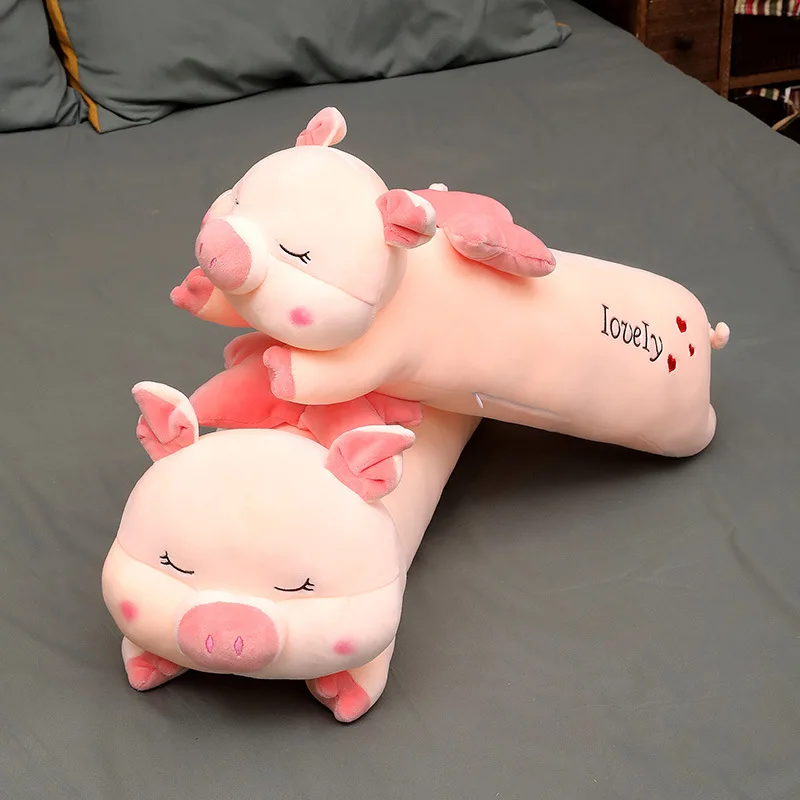 Animal Plush Toy Cute Pig Doll Novel Lying Long Pillow Ragdoll Bed Sleeping Doll Skin-friendly Comfortable