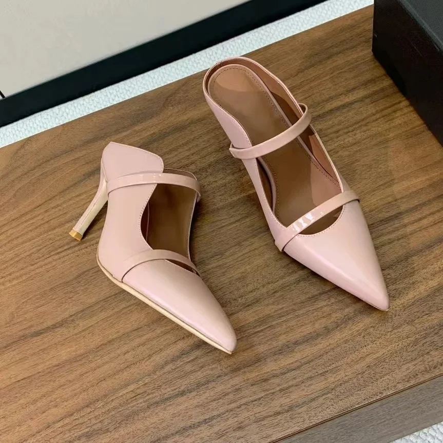 2025 FANGXITING اليدوية سلسلة حبة ماري جينس المفتوحة تو كعب مسطح امرأة النعال شباشب لخارج المنزل الشاطئ الشرائح البغال الوجه يتخبط #5