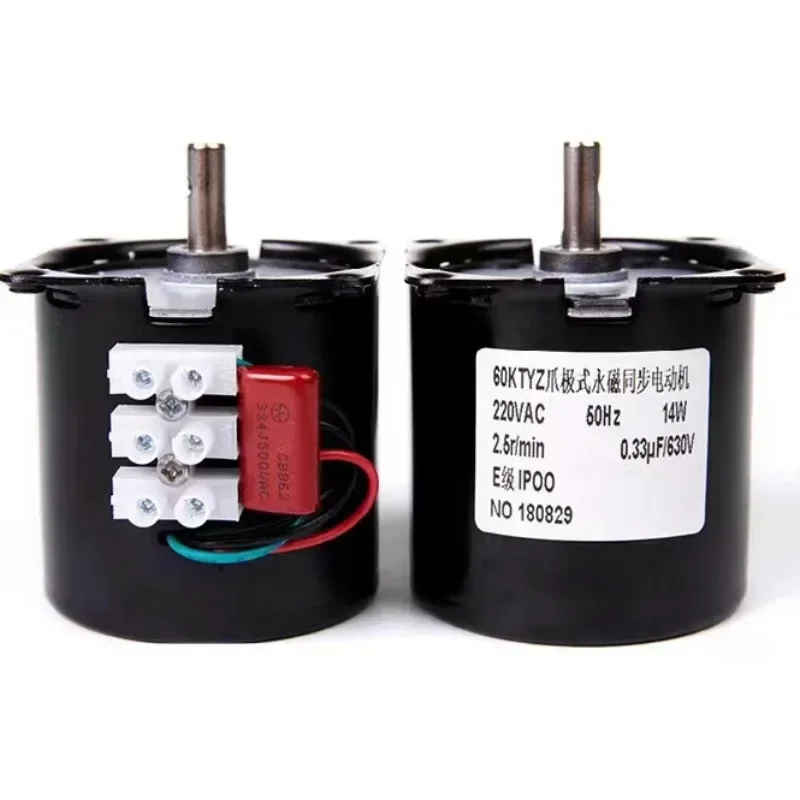 60KTYZ 14W 220V AC Permanent Magnet Synchronous Motor CW/CCW Low Speed Motor 2.5/5/10/15/20/30/50/60/80/110rpm