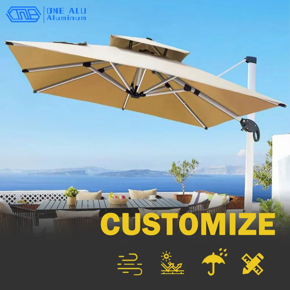 Stylish Outdoor Aluminum Cantilever Umbrella - Adjustable Tilt, Large Shading Area, In - Stock Now